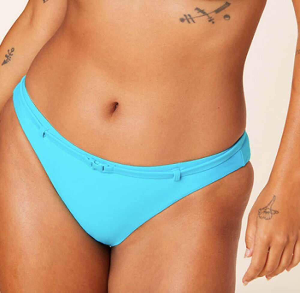 NWT Andie The Riviera Bikini Belted Mid Rise Bottom Coast Turquoise Blue Size M